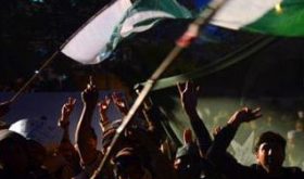 Demonstration amid Pakistani elections, which can harbor religious conflict.