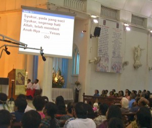 Worship in Malay language at church in Seremban, Malaysia in 2009. (Wikipedia)