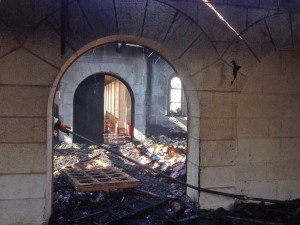 Damage at Church of the Multiplication in Tabgha, on the Sea of Galilee. (Latin Patriarchate of Jerusalem)