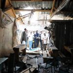 Damage from blast by suspected Islamic extremists at St. Polycarp Church in Nairobi, Kenya.