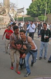 A Coptic Christian hurt in attack on mourners Sunday. (Morning Star News photo)