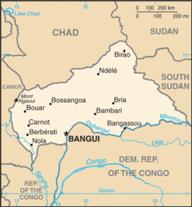Central African Republic, where Islamist rebels have persecuted Christians. (CIA Factbook map)