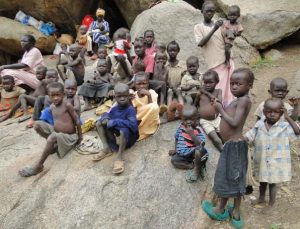 Thousands of Nuba Mountain civilians have taken refuge from government bombing in caves. (Diocese of El Obeid photo)