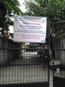 Sign sealing shut a church building in Cimahi, West Java. (Morning Star News)