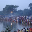 Celebration of Chhath, worship of Sun god, in Bihar, India. (Wikipedia)