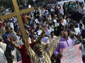 Pakistanis protest against blasphemy laws and violence against Christians. (File Photo)