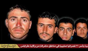 Photo of some of kidnapped Copts on The International Jihad Network Libya website. (Morning Star News)