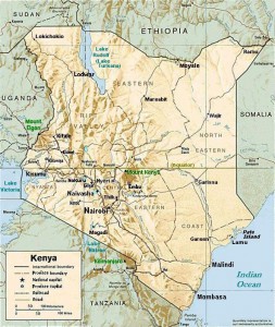 Relief map of Kenya. (By CIA, modified by Mehmet Karatay)