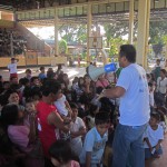 Children caught in armed conflict are entertained at an evacuation center in Mindanao. (Morning Star News)