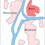 Bahri (North) Khartoum in relation to Nile and capital area. (Wikipedia)
