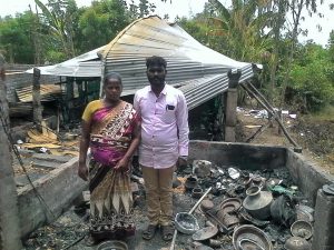 Pastor John Muller and his pregnant wife lost their home and church building to arson in Tamil Nadu state. (Morning Star News)