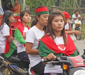 Ethnic Kachin youths gathered to greet Kachin leaders in Myitkyina, the Kachin state capital, in 2013. (Morning Star News)