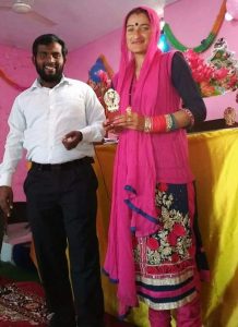 Seema Devi and Pastor Jeewer Joeswa at Christmas Day service. (Morning Star News)