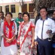 (From left) Rajni Pradhan, Sarah and Subash Kumar, after appearing in court two days afteir their arrest. (Morning Star News)