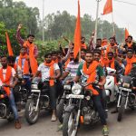 Hindu nationalists demonstrate against accused pastor in Ambala, Haryana state on Aug. 3, 2018