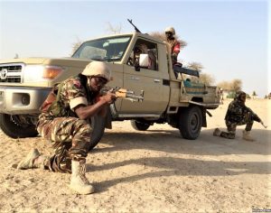Members of the Nigerian army, which has retaken territory from Boko Haram but struggles to contain terrorist strikes. (Wikipedia, VOA Nicolas Pinault)