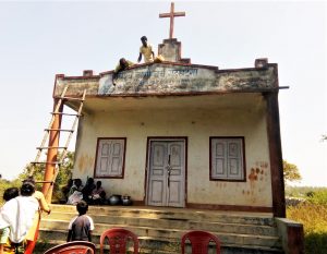 Hindu extremists and tribal animists team up to transform church building into Sarana religion complex in Ranchi District, Jharkhand state, India. (Morning Star News)