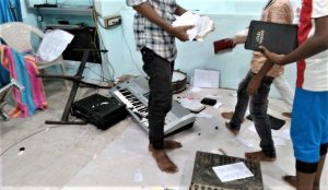 Hindu extremists damaged property at a church in Eraniel, Tamil Nadu state, India. (Morning Star News)