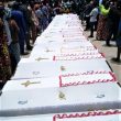 Coffins at the funeral of Christians slain in Konshu-Numa village, Nasarawa state, Nigeria on Sunday, April 14, 2019. (Morning Star News)