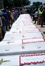 Coffins at the funeral of Christians slain in Konshu-Numa village, Nasarawa state, Nigeria on Sunday, April 14, 2019. (Morning Star News)