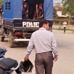 Police in Ghorahi during arrest of four Christians on Tuesday (April 23) in Nepal. (Morning Star News)