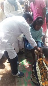 Village leader forces a Christian woman to undergo “reconversion” rite to tribal religion in Mahuatoli village, Jharkhand state, India on June 14, 2019. (Morning Star News)