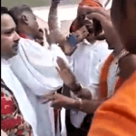 Hindu extremists harass pastor Dasarath Pawar (second from left) in Madhuban Lawn, Varanasi District, Uttar Pradesh, India on Sept. 8, 2019. (Morning Star News)