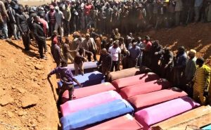 Burial for victims of Muslim Fulani herdsmen attacks near Bokkos, Nigeria. (Facebook)