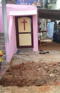 Village Hindus dug trench for wall to keep Christians from entering house church in L.B. Patnam village, Andhra Pradesh, India. (Morning Star News)