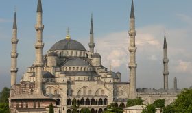 Sultan Ahmed Mosque, also known as the Blue Mosque, in Istanbul, Turkey. (Wikipedia)