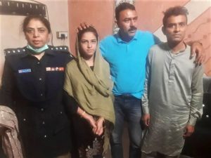 Arzoo Raja, 13-year-old Christian girl in Karachi, and Ali Azhar on far right. (Photo released by Sindh government)