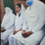 Protestors falsely alleging blasphemy chant Muslimi slogans at hospital auditorium in Lahore, Pakistan in April 2021. (Morning Star News screenshot)