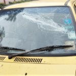 Car damaged by Hindu nationalist mob in Ganj Basoda, Madhya Pradesh, India. (Morning Star News courtesy of St. Joseph School)