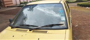 Car damaged by Hindu nationalist mob in Ganj Basoda, Madhya Pradesh, India. (Morning Star News courtesy of St. Joseph School)