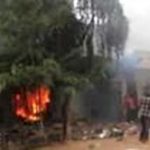 Burning home where cell fellowship met in Luuka, Uganda on Nov. 20, 2022. (Morning Star News)