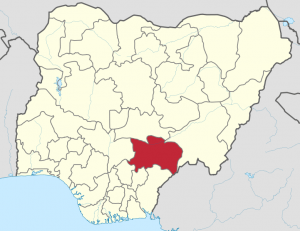 Location of Benue state, Nigeria. (Profoss, derived from orginal by Uwe Dedering, Creative Commons)