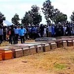 Coffins at funeral for 40 Christians slain on Dec. 18, 2022 in Mallagum, Kaura County, southern Kaduna state, Nigeria. (Anthony Timothy for Morning Star News)