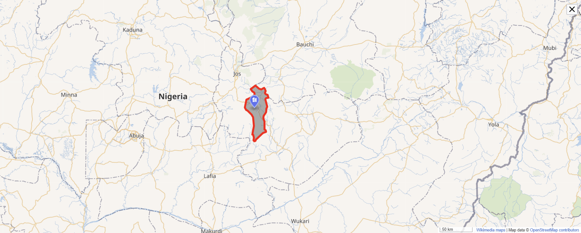 Location of Mangu County, Nigeria. (Map data © OpenStreetMap ...