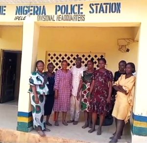 Christians who escaped after Sept. 29, 2023 kidnapping in Ondo state, Nigeria, at police station. (Christ Apostolic Church)
