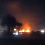 Homes torched in Al-Fawakher village, Samalut, Egypt, on April 23, 2024. (Screenshot from video on X)