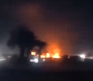 Homes torched in Al-Fawakher village, Samalut, Egypt, on April 23, 2024. (Screenshot from video on X)