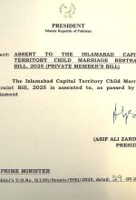 Notification by president of Pakistan enacting legislation against child marriages. (Christian Daily International-Morning Star News)