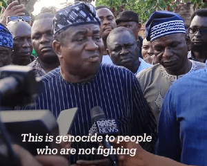 Former Benue state Gov. Gabriel Suswam laments herdsmen’s June 13-14 slaughter of predominantly Christian farmers in Yelwata, Nigeria to media on June 19, 2025. (Screenshot from TRT World broadcast)