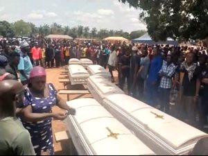 Funeral for Christians killed on June 1, 2025 in Ankali, Edikwu Ankpali, Apa County, Benue state, Nigeria. (Screenshot of video)
