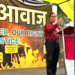 The Rev. Richard Howell addresses rally against persecution of Christians in Jantar Mantar, New Delhi on Aug. 22, 2025. (Morning Star News)