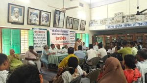 Members of 10 civil society organizations on Sept. 25, 2025 discuss strategies to fight Rajasthan state, India anti-conversion bill. (Rahul Kashyap for Morning Star News)