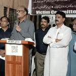 Victims Committee Jaranwala Convener Robin Daniel announcing end of 17-day sit-in on Sept. 2, 2025. (Minority Rights Movement Pakistan Facebook)