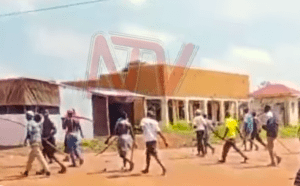 A Muslim protest over pork sales in Yumbe, Uganda turned violent on Nov. 4, 2025. (Screenshot from NTVUganda)