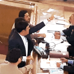 Opposition members in Pakistan protest anti-child marriage bill in Balochistan provincial assembly on Nov. 14, 2025. (Screenshot from Facebook)