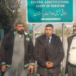 Maria Shahbaz's parents with rights activist Safdar Chaudhry and lawyer Rana Abdul Hameed after federal court ruling on Feb. 3, 2026. (Facebook)
